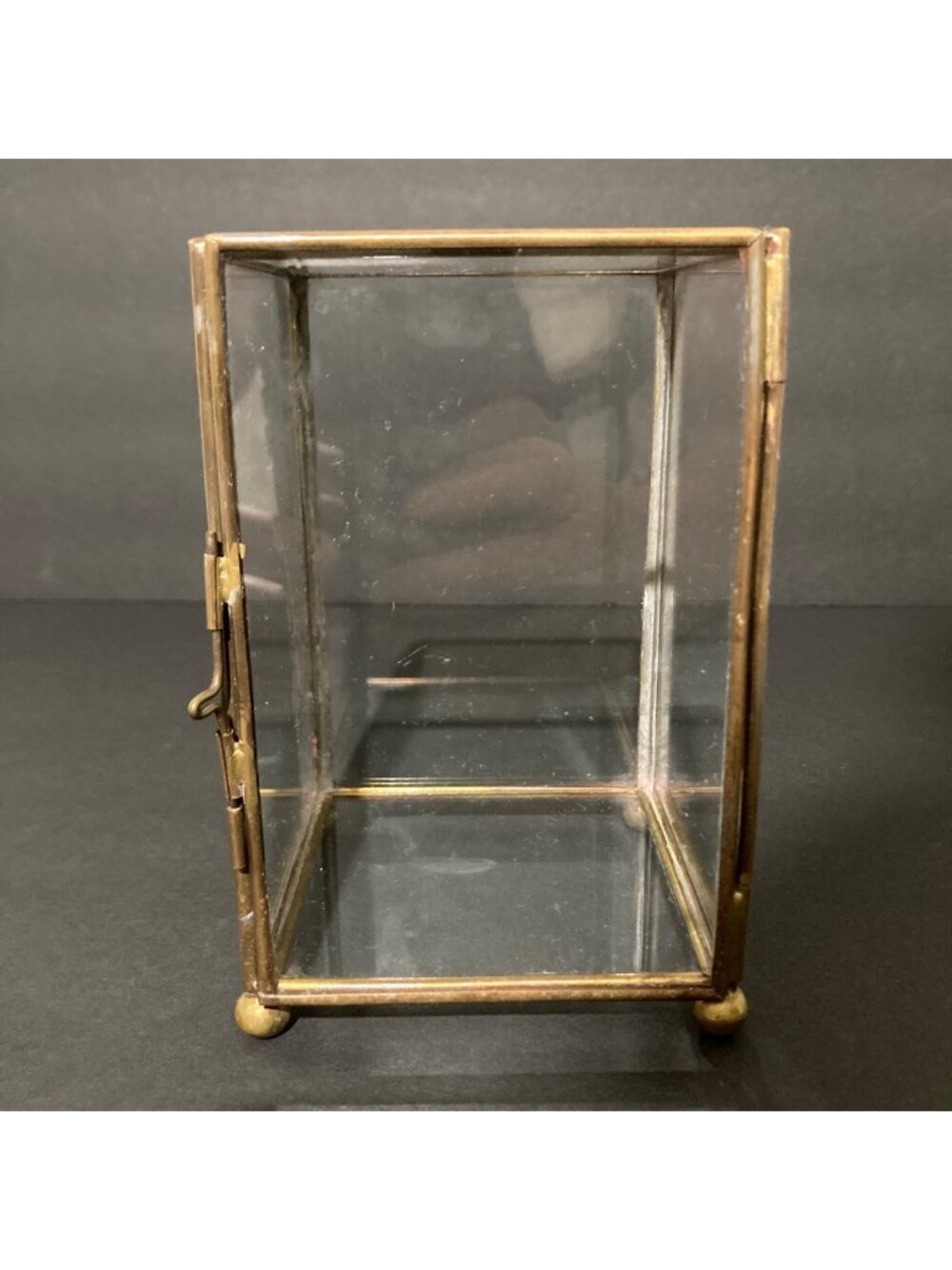 Miniature Brass and Glass Curio Cabinet Tabletop Display Case